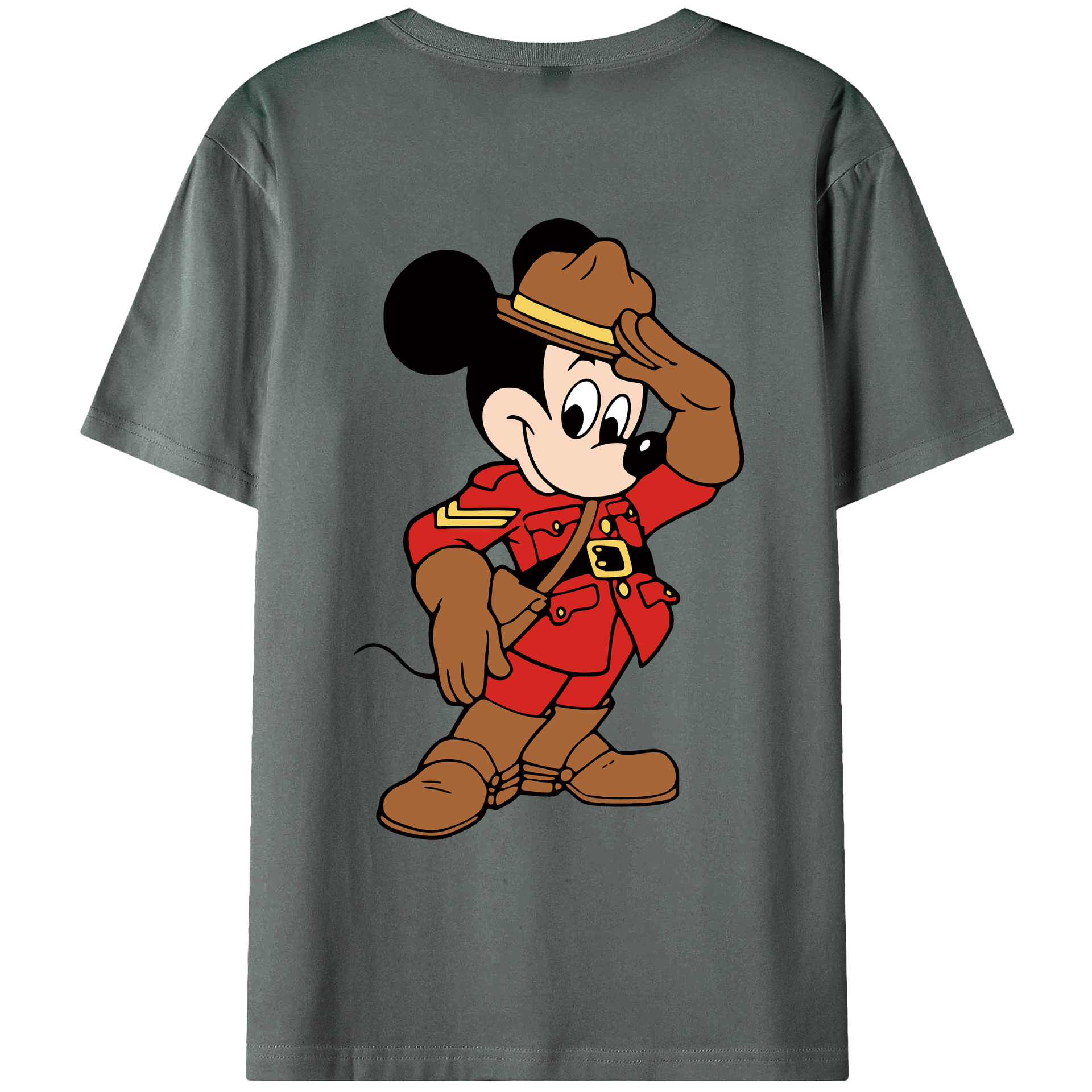 ミッキーマウス Mickey Mouse 綿100％ メンズ半袖Tシャツ（バックプリント） 通気性